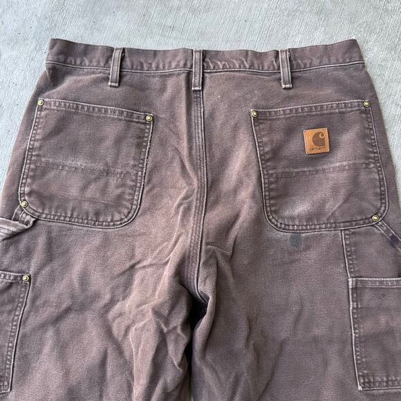 Vintage Y2K dark brown Carhartt double knee work wear carpenter pants - Picture 6 of 7